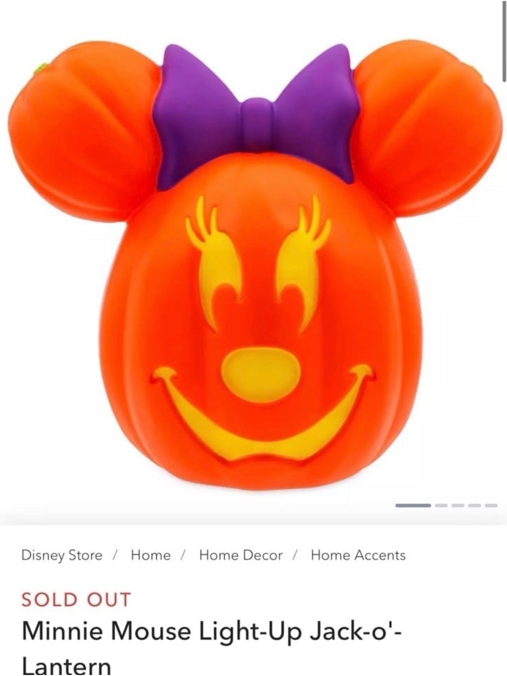 Minnie Mouse Light-Up Jack-o'-Lantern